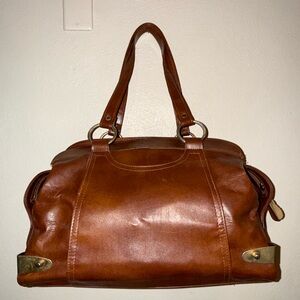 Vintage Brown Handbag Purse Bag Gold hardware